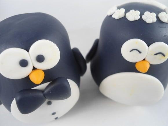 Noivos em Biscuit Personalizado Pinguins