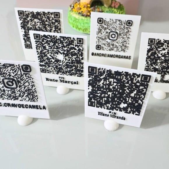 Placa Qr Code Pix e Instagram 3d Personalizada Pro Seu Negíc