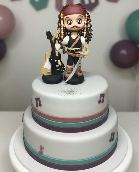 Topo de Bolo Personalizado Pirata Musico