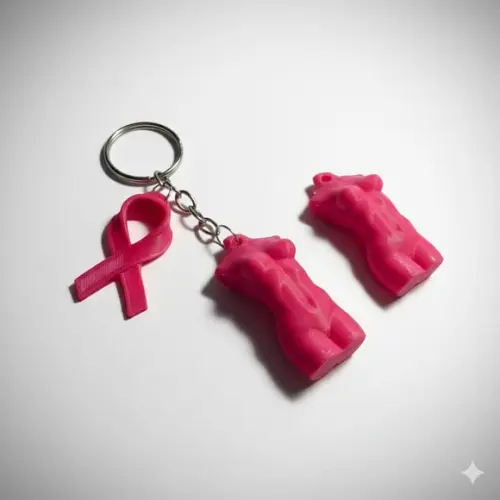 Chaveiro Outubro Rosa 3d Conscientização Brinde Saúde