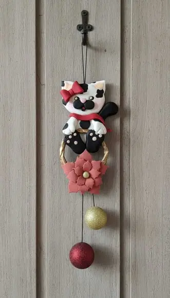 Enfeite de Porta Gato Natal