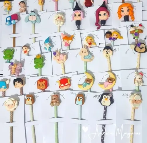 Lápis com Ponteira em Biscuit Personalizado Lembrancinhas