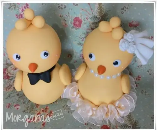 Noivos em Biscuit Personalizado Passarinhos