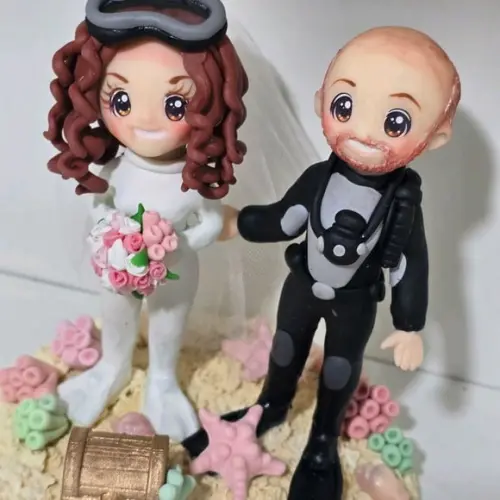 Noivos em Biscuit Personalizado Mergulhadores