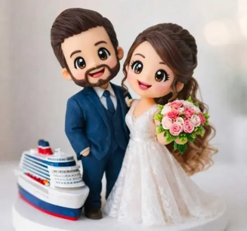 Noivos em Biscuit Personalizado Navio