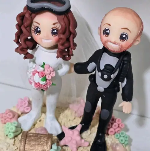 Noivos em Biscuit Personalizado Mergulhadores