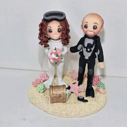 Noivos em Biscuit Personalizado Mergulhadores