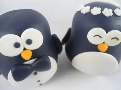 Noivos em Biscuit Personalizado Pinguins