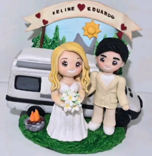 Noivos em Biscuit Personalizado Viajantes