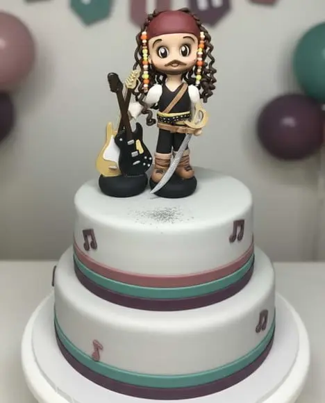 Topo de Bolo Personalizado Pirata Musico