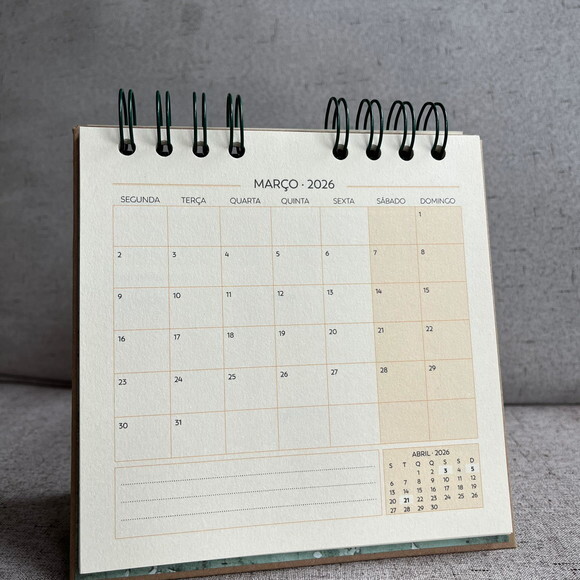 Calendario de Mesa Quadrado 2027 (a partir de outubro)