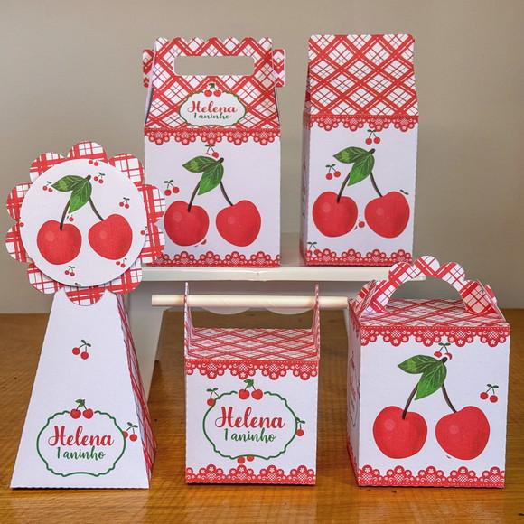 20 Itens Kit de Caixinhas Personalizadas Cerejinha 1 Festas