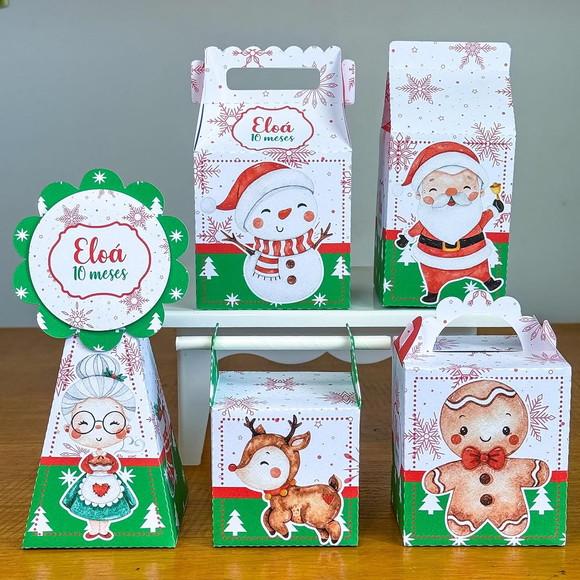 30 Itens Kit de Caixinhas Personalizadas Natal 2 Festas