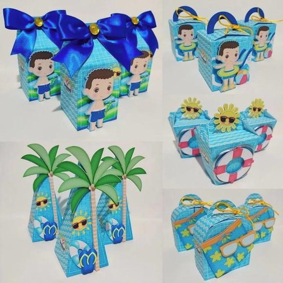 35 Itens Personalizados Caixinhas Pool Party Menino