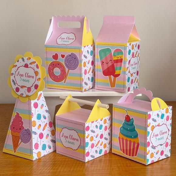 40 Itens Kit de Caixinhas Personalizadas Doces 1 Festas