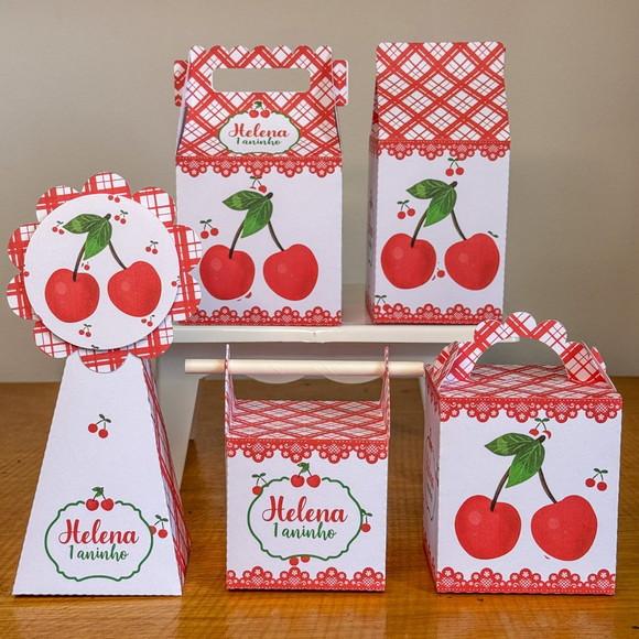 50 Itens Kit de Caixinhas Personalizadas Cerejinha 1 Festas