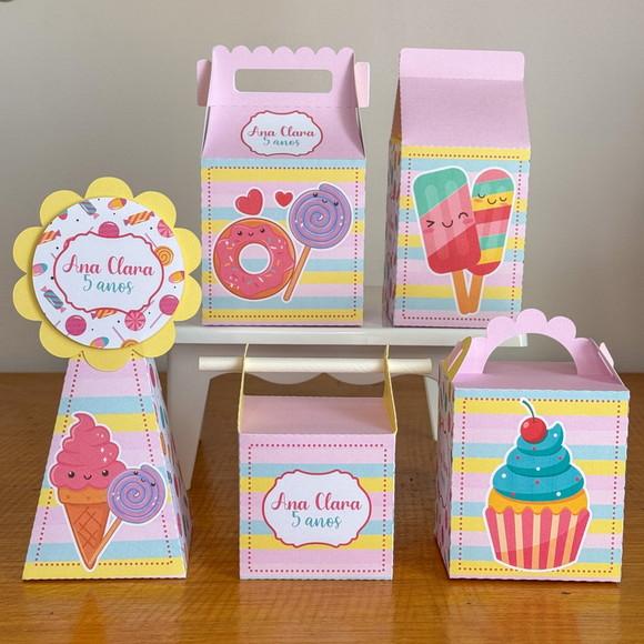 50 Itens Kit de Caixinhas Personalizadas Doces 1 Festas