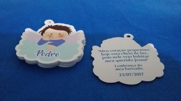 60 Tags de Agradecimento Anjinhos Menino Batizado