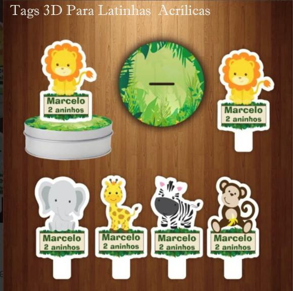 Apliques para Latinhas Safari- 3d