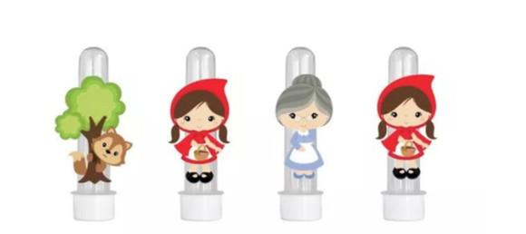 Apliques para Tubetes Chapeuzinho Vermelho- 50 Unidades