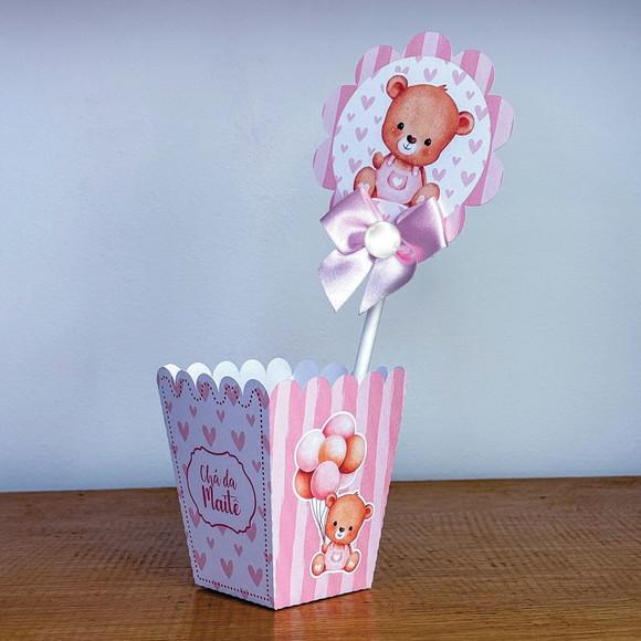 Centro de Mesa Cachepô Chá de Bebê Rosa 2