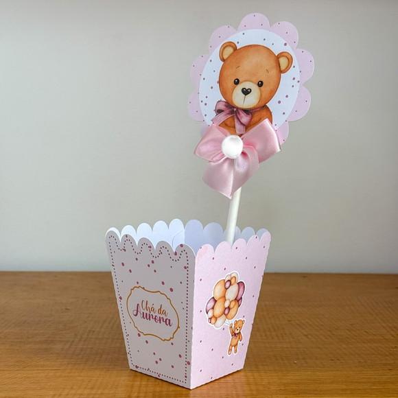 Centro de Mesa Cachepô Chá de Bebê Rosa 1