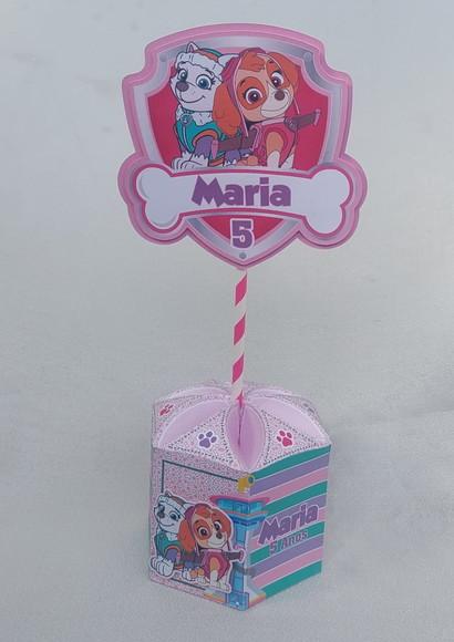 Centro de Mesa Patrulha Rosa Lembrancinhas Enfeite Festas 3d