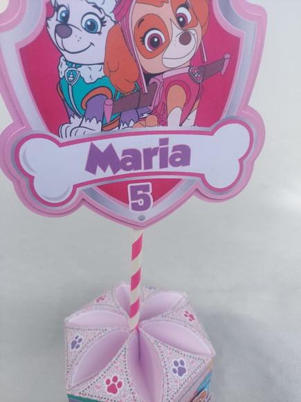 Centro de Mesa Patrulha Rosa Lembrancinhas Enfeite Festas 3d