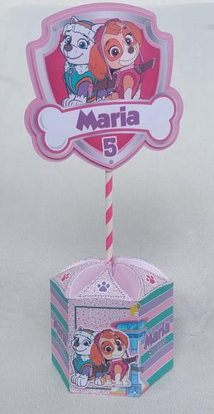 Centro de Mesa Patrulha Rosa Lembrancinhas Enfeite Festas 3d