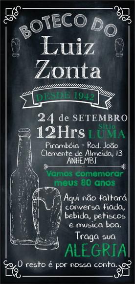 Convite Digital Boteco Chalkboard Quadro de Giz