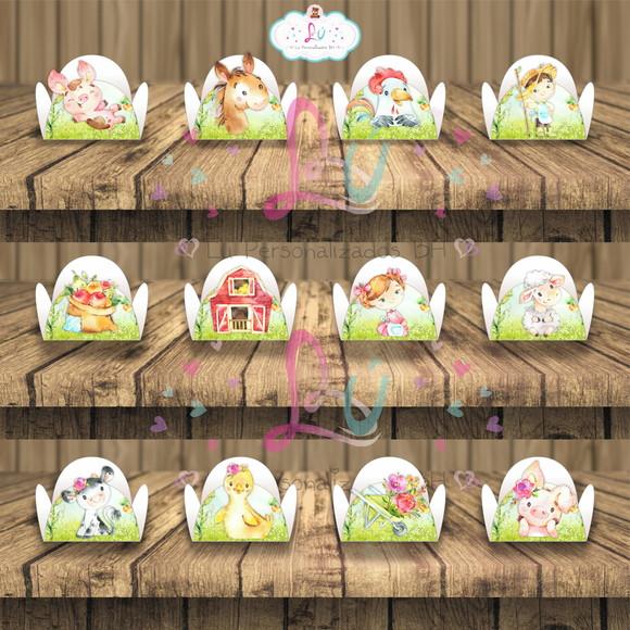 Forminhas para Doces Fazendinha Menina e Menino 50 Unids