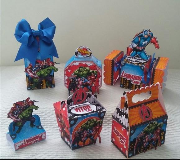 Kit Festa 15 Lembrancinhas Caixinhas Vingadores 3d
