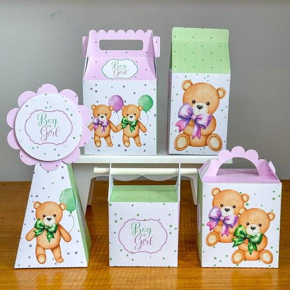 Kit Festa 20 Itens Chá Revelação Verde e Lilás 2