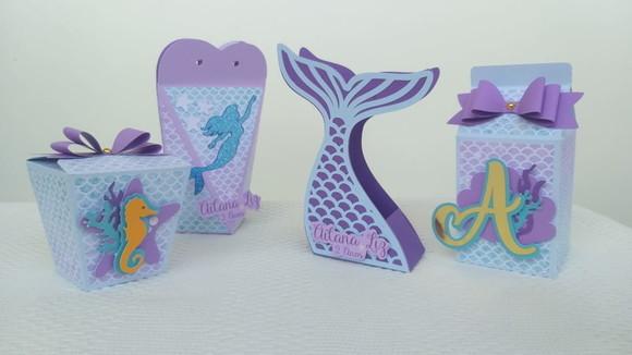 Kit Festa 20 Lembrancinhas Personalizadas Sereia Luxo-3d