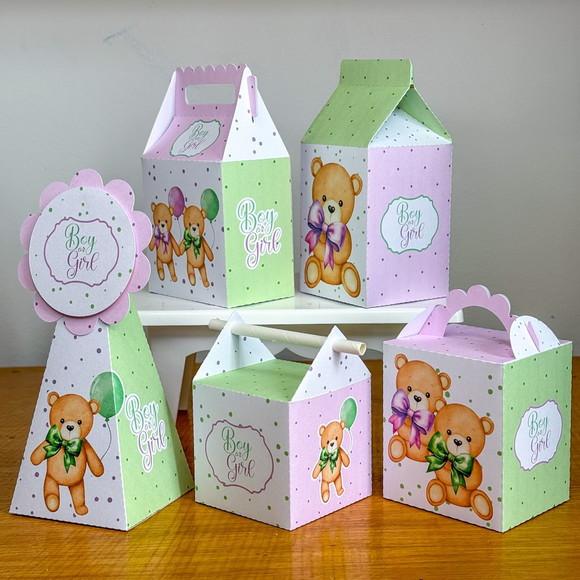 Kit Festa 30 Itens Chá Revelação Verde e Lilás 2