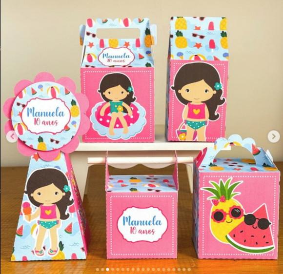 Kit Festa 30 Lembrancinhas Personalizada Pool Party Menina 2