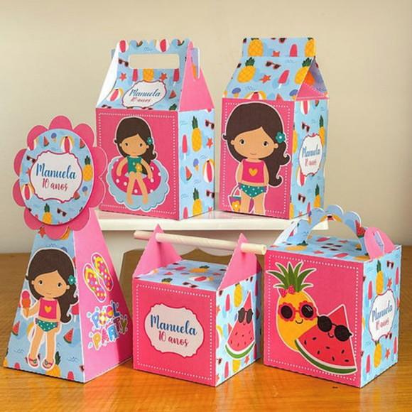 Kit Festa 50 Lembrancinhas Personalizada Pool Party Menina 2