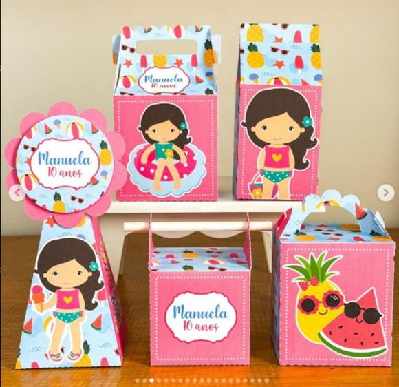 Kit Festa 50 Lembrancinhas Personalizada Pool Party Menina 2