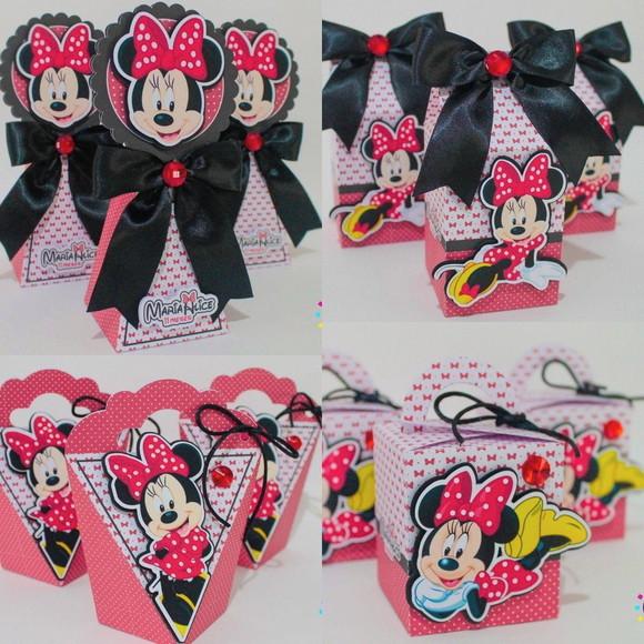 Kit Festa 50 Lembrancinhas Personalizadas Minnie Vermelha