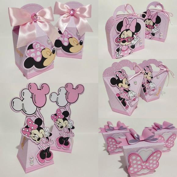 Kit Festa 50 Lembrancinhas Personalizadas Minnie Rosa