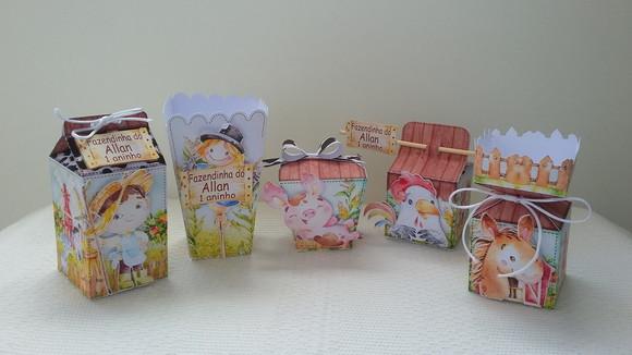 Kit Festa Infantil Caixinhas Fazendinha Aquarela- 20 Peças