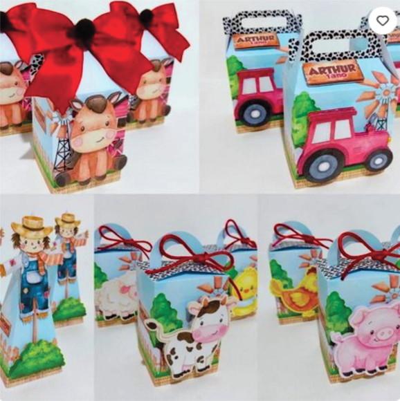 Kit Festa Infantil Caixinhas Fazendinha Menino 4- 25 Peças