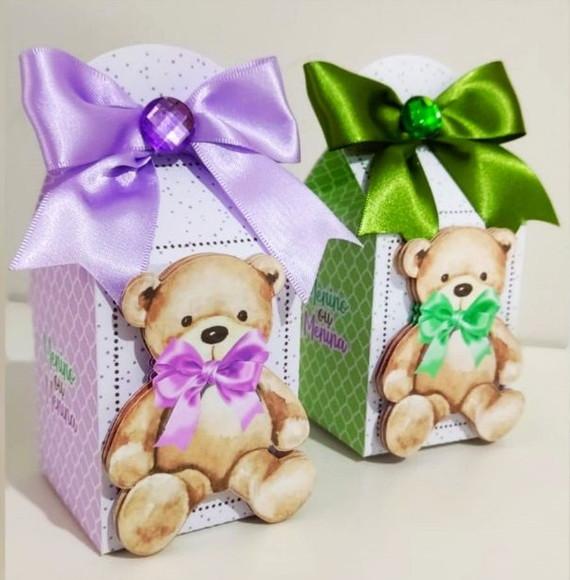 Kit Festa Lembrancinhas Lilás e Verde Chá Revelação 15 Peças