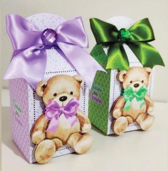 Kit Festa Lembrancinhas Lilás e Verde Chá Revelação 20 Peças