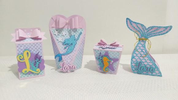 Kit Festa Lembrancinhas Personalizadas Sereia Luxo Rosa 3d