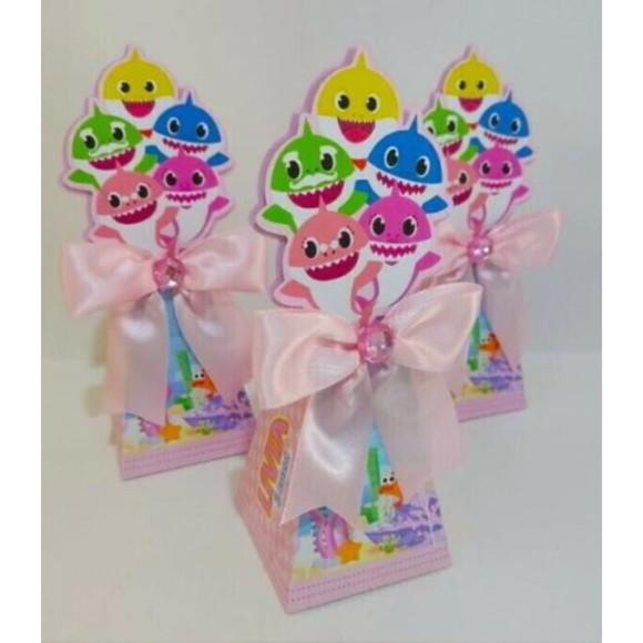 Kit Festa Personalizada Baby Shark Menina 2- 20 Peças