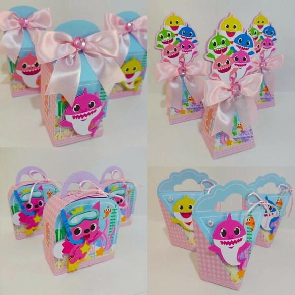 Kit Festa Personalizada Baby Shark Menina 2- 50 Peças