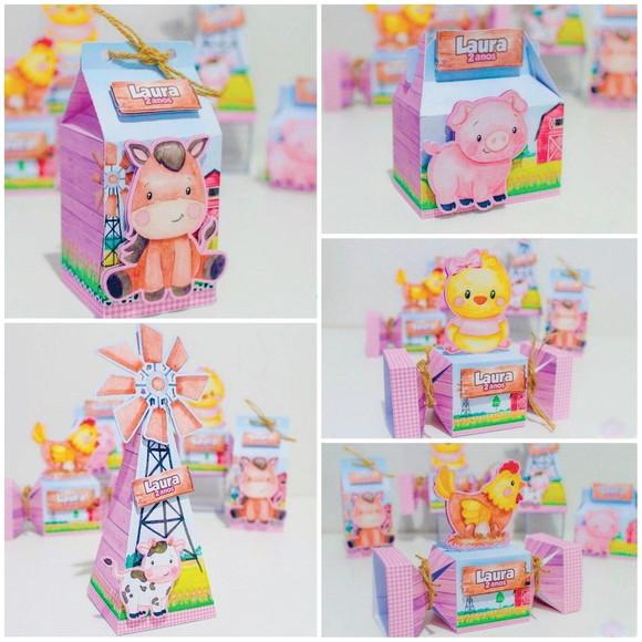 Kit Festa Personalizada Fazendinha Menina 4 - 40 Itens