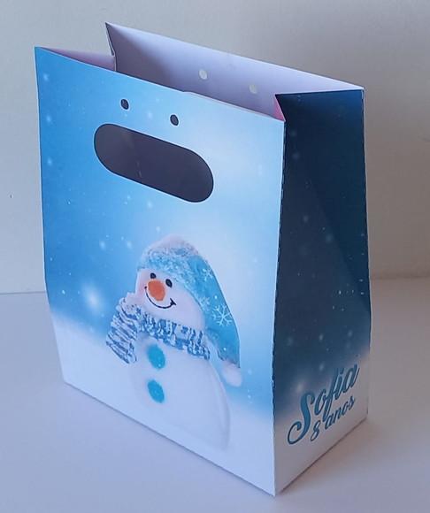Sacolinha Personalizada Inverno Gelo Boneco de Neve