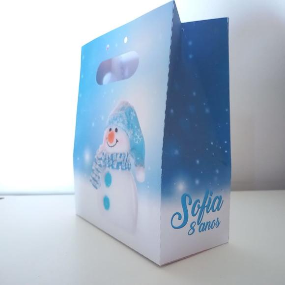 Sacolinha Personalizada Inverno Gelo Boneco de Neve
